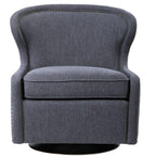 Bailey Street Home Swivel Chair, 32 inch, Dark Charcoal Gray/Antique Brass Finish - 208-Bel-4190615