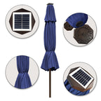EliteShade 9ft Market Patio Umbrella With 80 LED Lights, Ruby