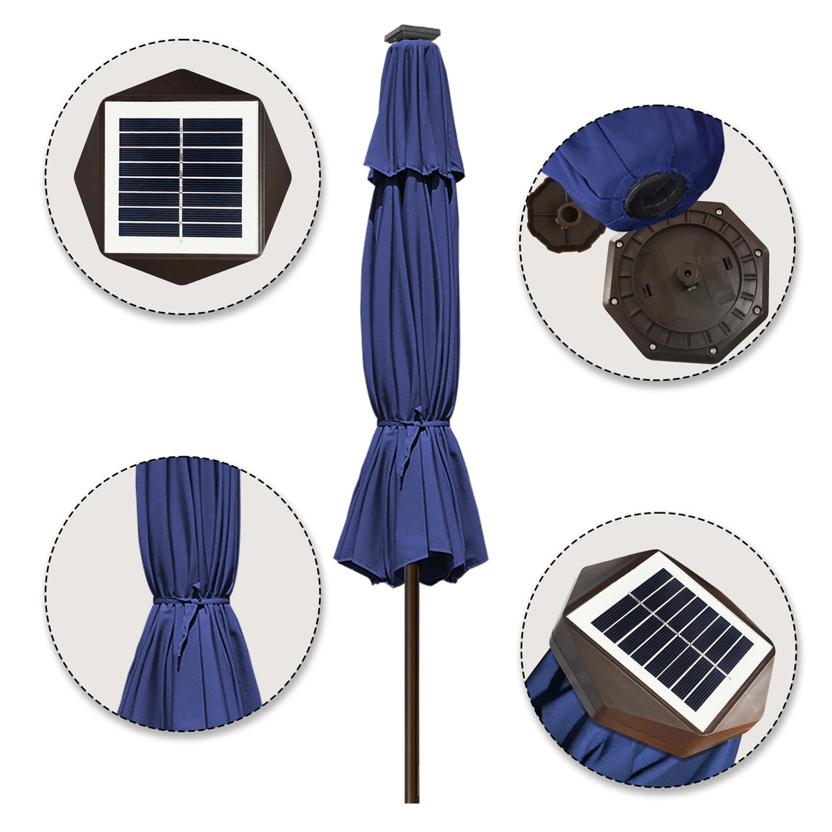 EliteShade 9ft Market Patio Umbrella With 80 LED Lights, Ruby