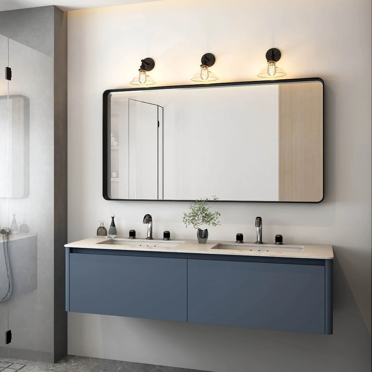 Aluminum Alloy Rounded Corner Wall Vanity Mirror