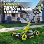 RYOBI ONE+ 18V 12 in. Cordless Battery Mower, String Trimmer And Edger