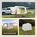 Beige Inflatable Camping Tent, 4-6 Person, 118in L x 98.5in W x 83in H, 4-Season, Oxford