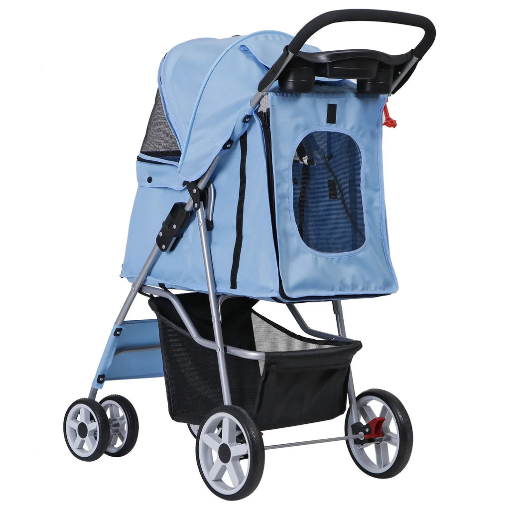 Foldable 4 Wheel Pet Stroller With Cup Holder