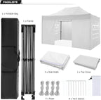 COBIZI Pop-Up Canopy Tent 10x15ft With 4 Sidewalls, White