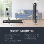 Real Relax 2 In 1 Folding Treadmill, 2.25HP, 42.5x17 Inch Belt - Home Office