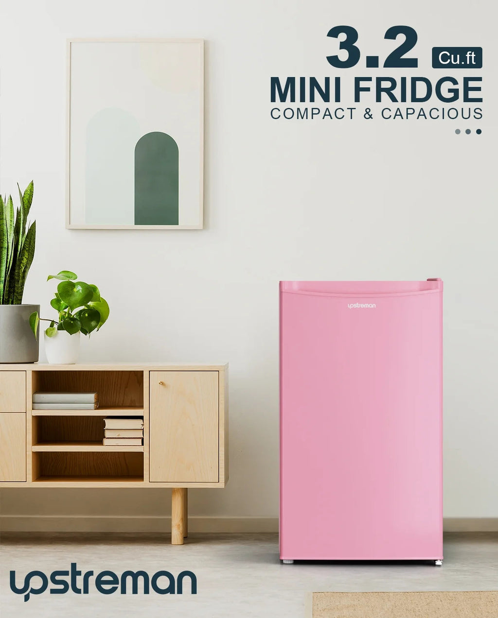Upstreman 3.2 Cu.Ft. Single Door Mini Refrigerator With Freezer - BR321