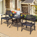 All-Weather Cast Aluminum Outdoor Dining Armchairs With Curved Seats - 2/4 Pcs