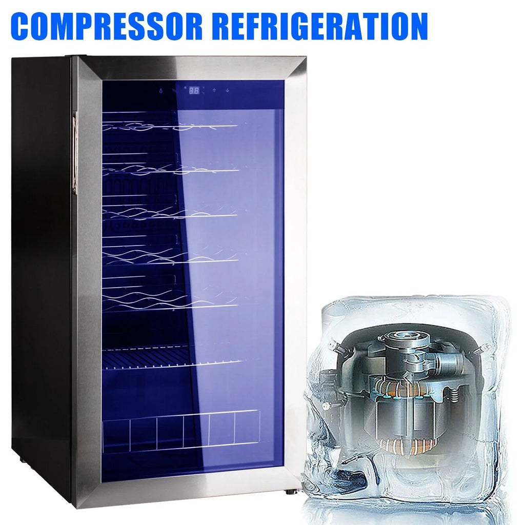 Smad Compressor Wine Cooler 3.1 Cu ft 28 Bottles Stainless Steel Door 110V - JC-88E-2 / D-JC-88E/H