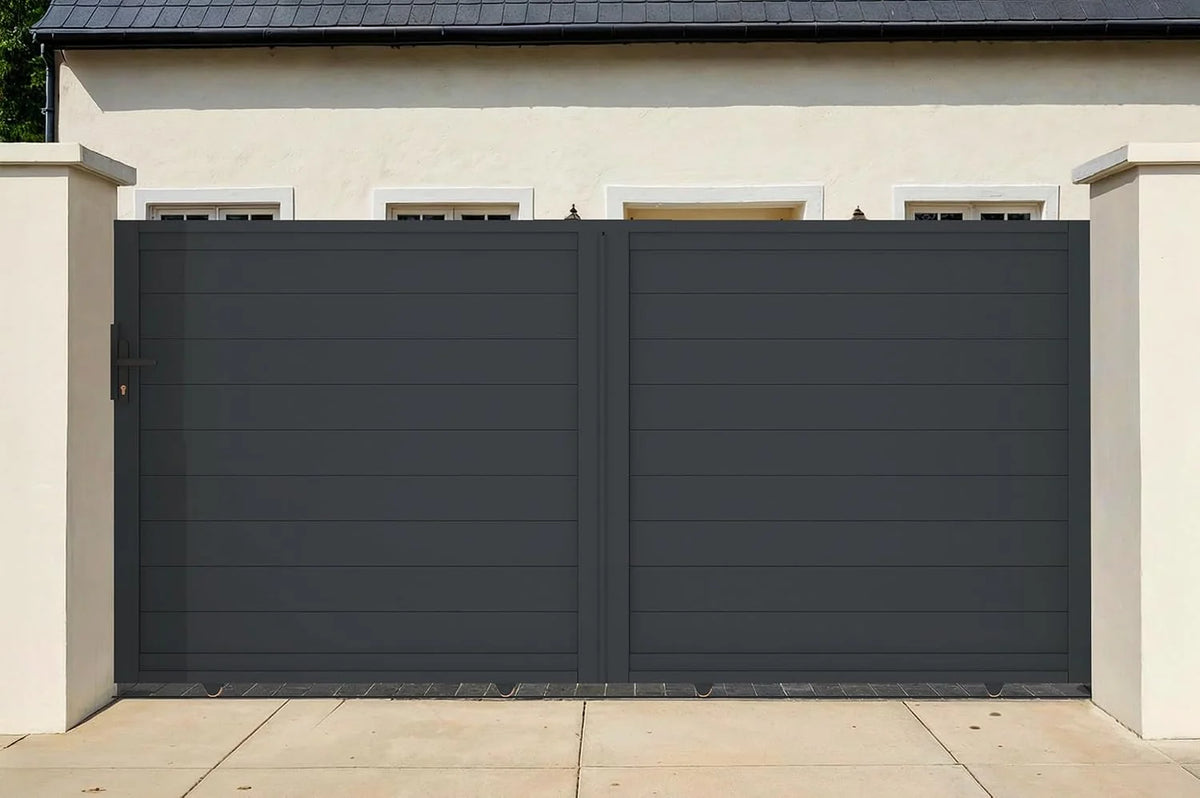 Casanoov Aluminum Swing Gate 392 cm x 161 cm Anthracite Gray RAL 7016 - KIT-000024
