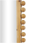 Brown Fir Wood Beaded Frame Wall Mirror 23.50in L x 1.50in W x 45.38in H