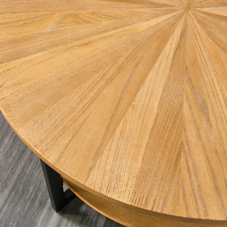 Round Coffee Table With Storage Shelf - 33.5 in