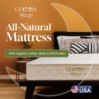 CottonSleep Hybrid Mattress, King, 11 in, Medium Soft - Organic Cotton, Wool, And GOTS Latex