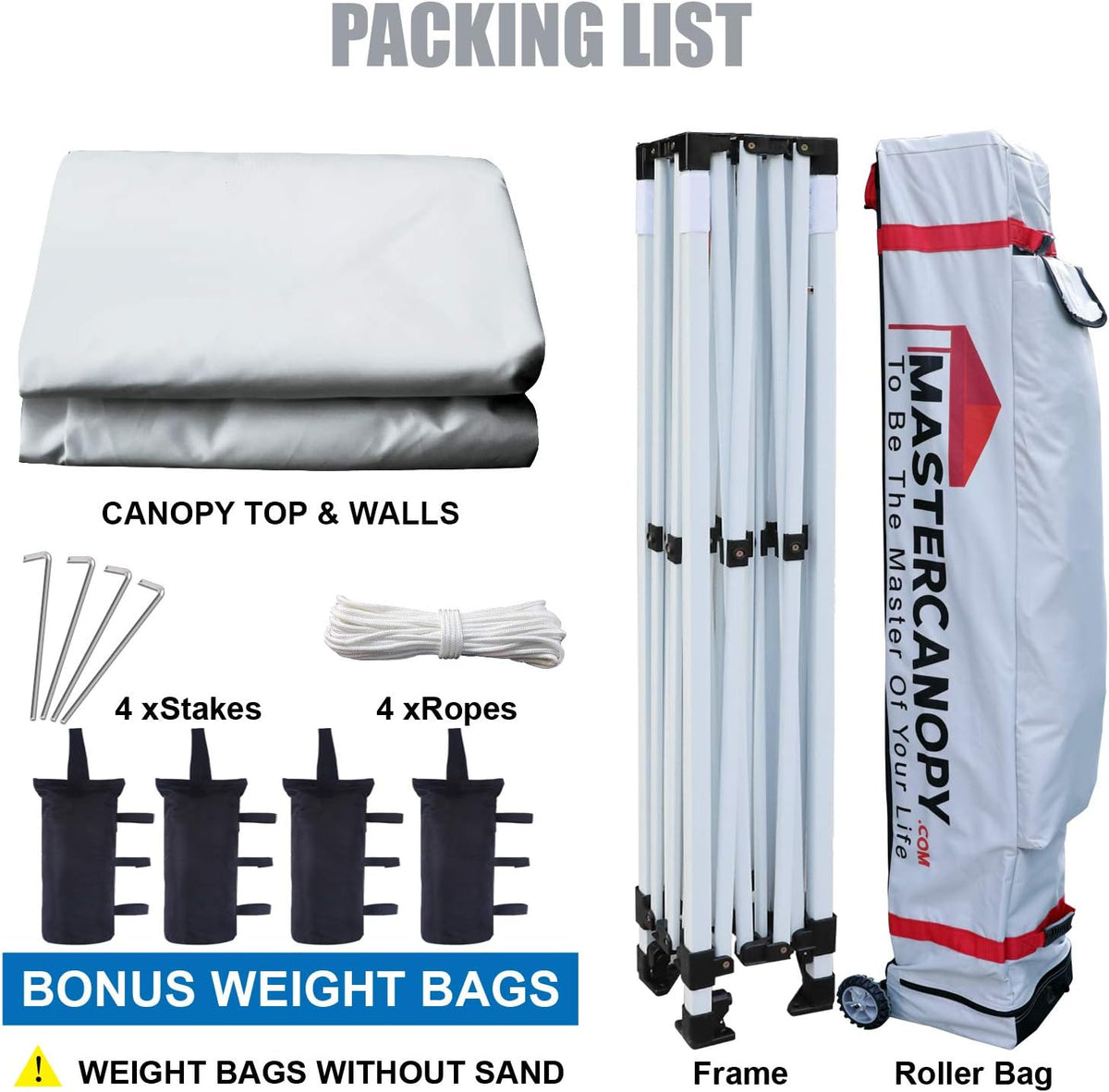 MASTERCANOPY Heavy Duty Pop-Up Canopy Tent With Sidewalls, 10x15 White - PKG