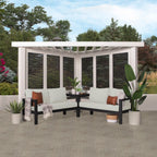 Backyard Discovery Galvanized Steel Corner Pergola With Seating, White, 12x8' - Ridgedale