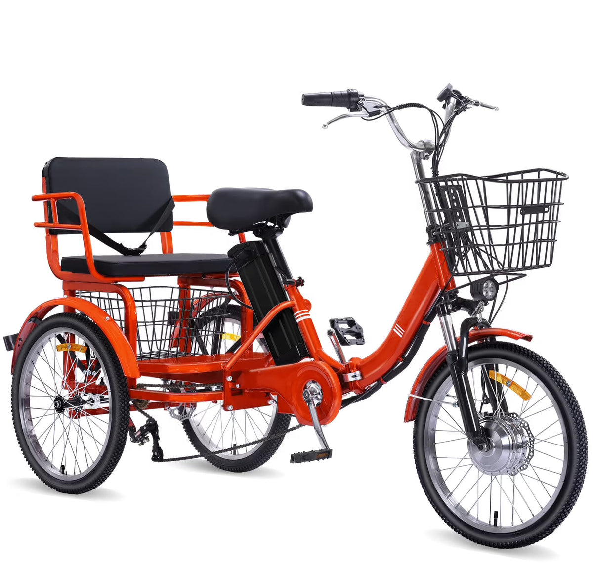 NOMIGO Folding Electric Tricycle for Adults, 3 Wheel, 350W, 48V13AH Lithium Battery, Orange