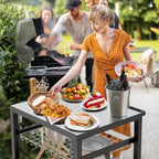 NUUK Pizza Oven Grill Cart 30x24 in With Stainless Steel Top And Sliding Drawer - White-SS-30x24W-Drw