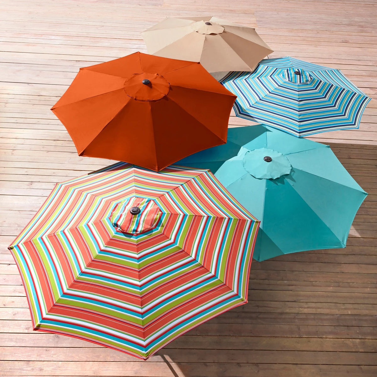 BrylaneHome 9 Ft Tilt-And-Crank Patio Umbrella With 8 Steel Ribs