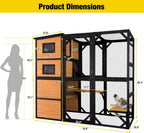 Aivituvin Large Cat Catio, 4 Tiers, Weatherproof Roof, 70in H x 77in L - AIR54