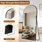 Arched Full Length Floor Mirror With Aluminum Alloy Frame - 65x22, 71x24, 71x28, 71x32