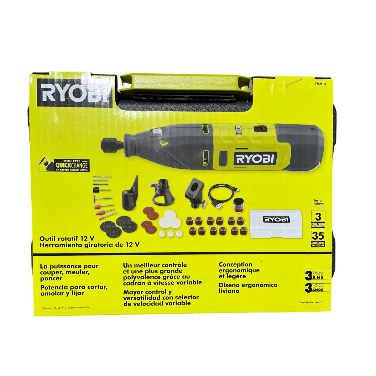 RYOBI 12V Cordless Rotary Tool Kit - 35 Accessories, 3 Attachments