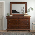 8 Drawer 64in W Double Dresser With Mirror - 80in H x 18in D