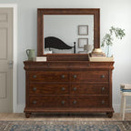 8 Drawer 64in W Double Dresser With Mirror - 80in H x 18in D