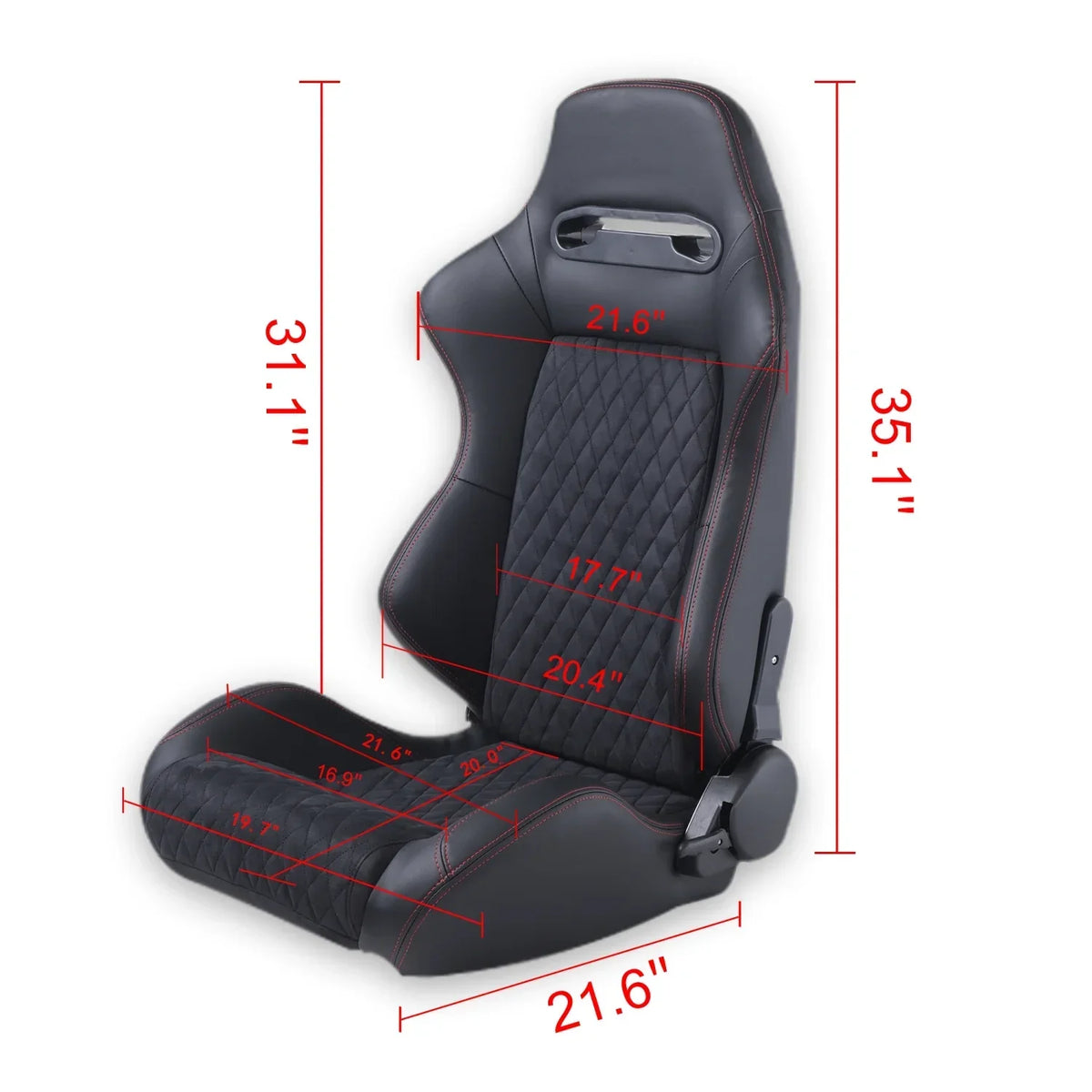 Racing Seats, PVC With Suede Material, Double Slider Design, Black - 2 Pieces