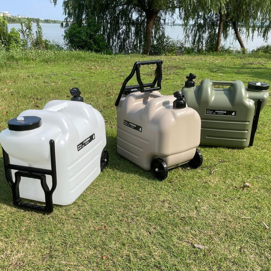 Wheeled Water Storage Container With Handle And Faucet, 28L PE, 49cmx27cmx39.9cm