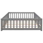 Uhomepro Full Size Wood Floor Bed Frame With Fence And Door - Gray/White/Natural/Espresso
