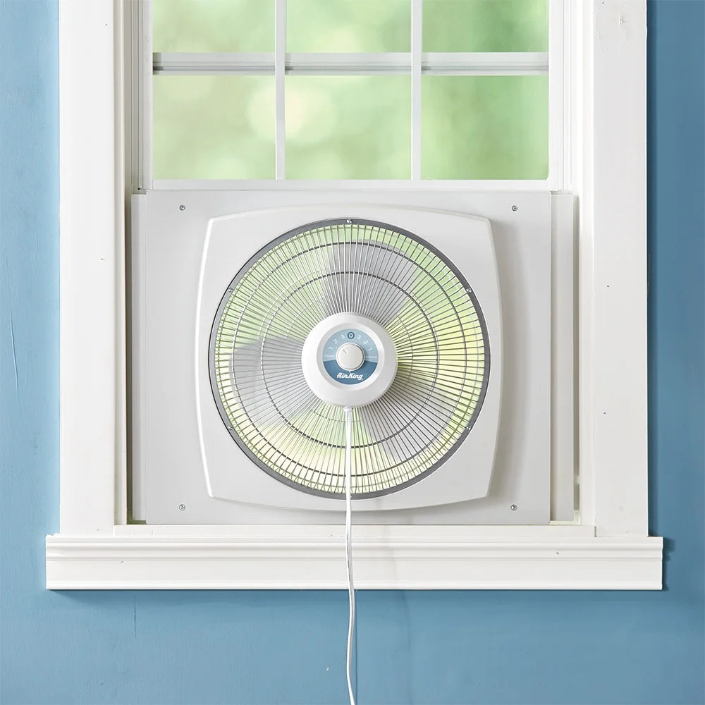 Air King Storm Guard 16 Inch 3-Speed Window Fan, White - 1/16 HP