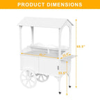 Wooden Candy Cart With Wheels, Pine Wood And MDF, Sliding-Door Cabinet