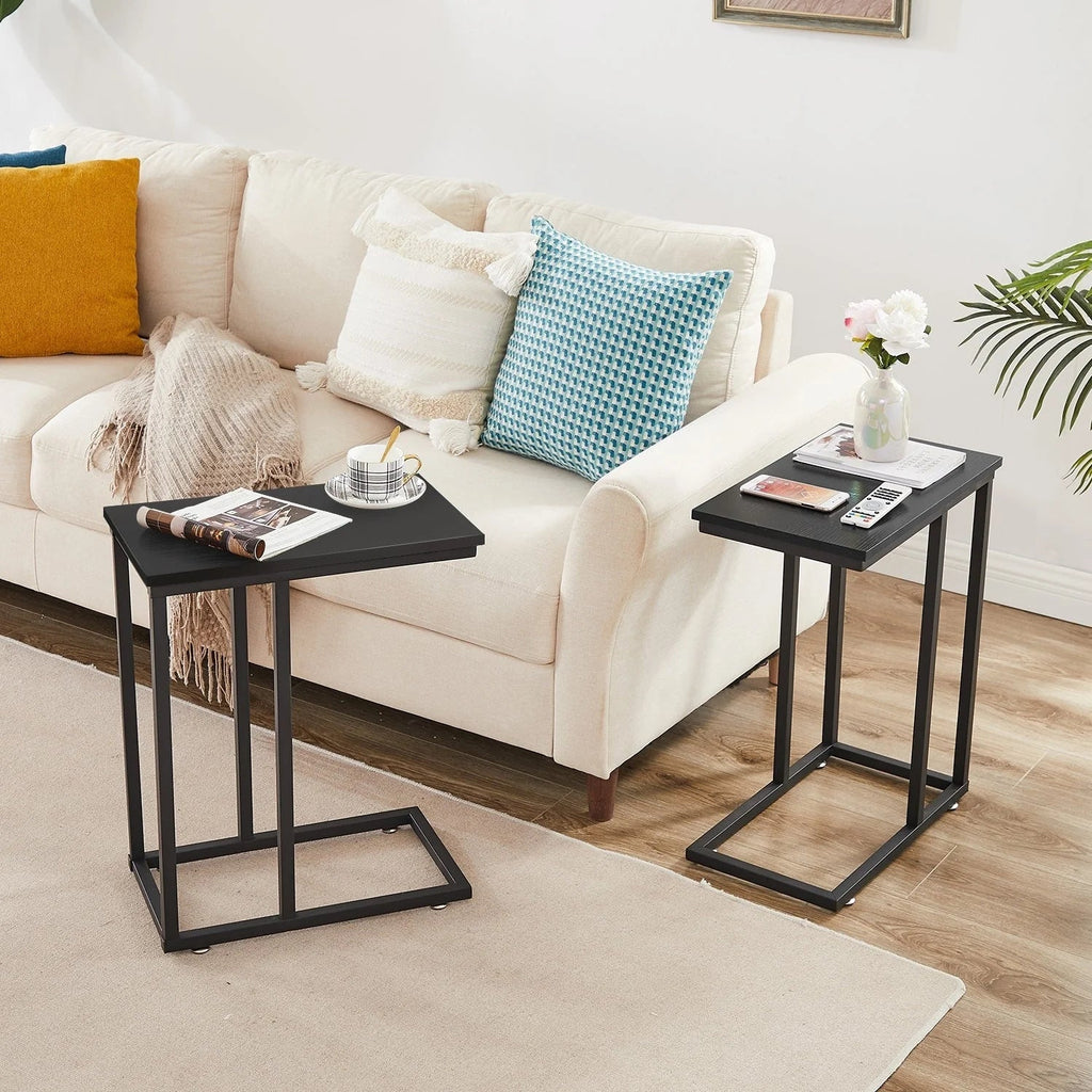 C-Shaped Sofa Side Tables, Set of 2, 11" D x 19" W x 24" H