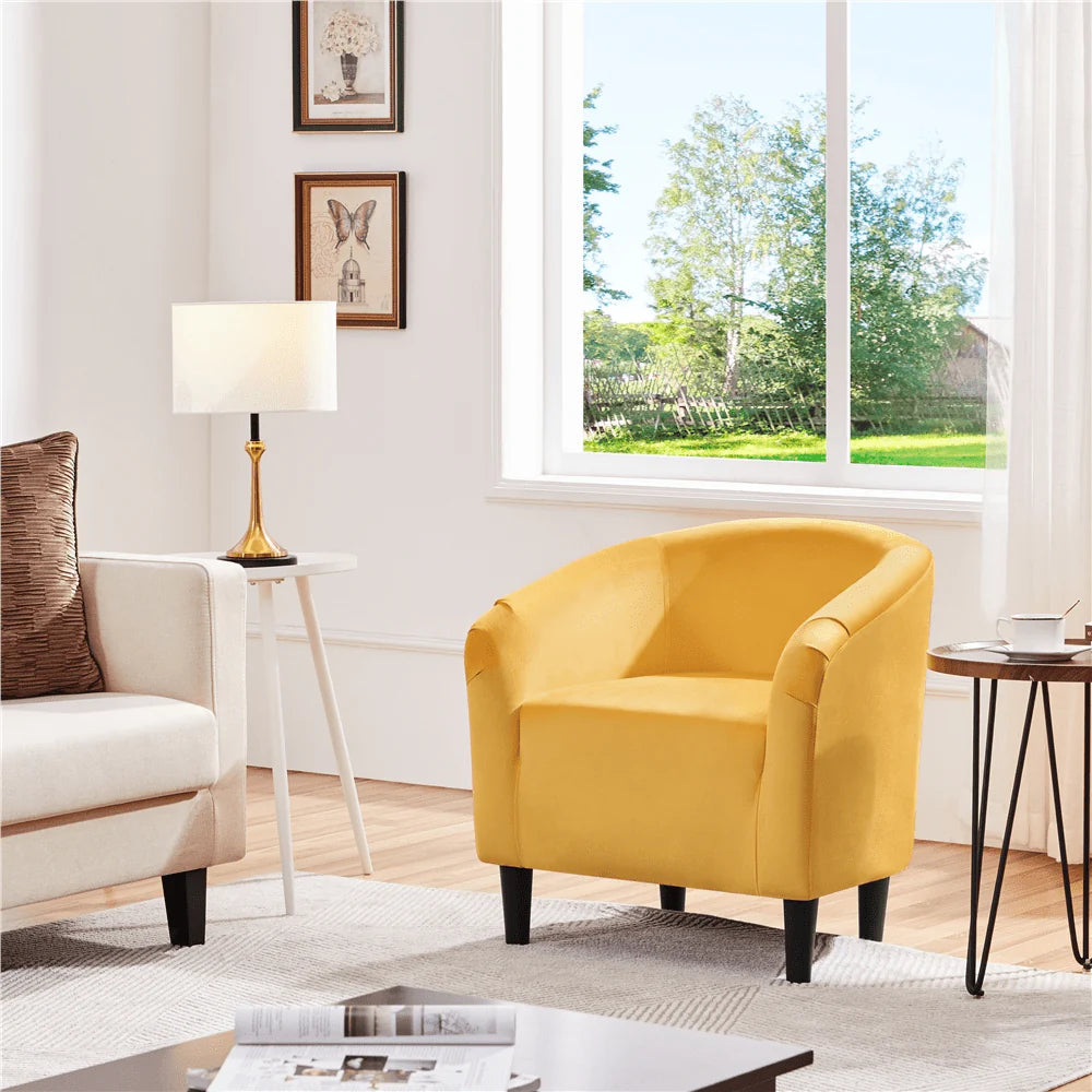 Easyfashion Tub Chairs Set Of 2 - Yellow Velvet
