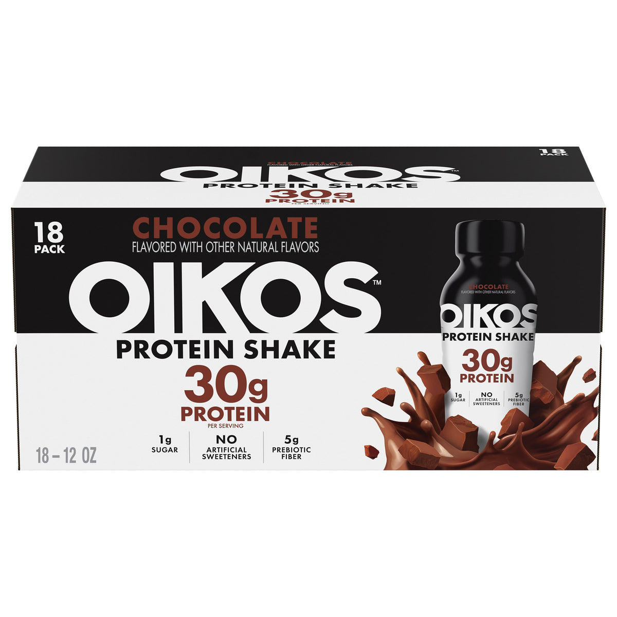 Oikos Chocolate Protein Shake, 30g Protein, 12 fl oz, 18-Pack