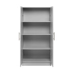 Prepac Elite 2 Door Standing Storage Cabinet, Light Gray, 16 in D x 32 in W x 65 in H