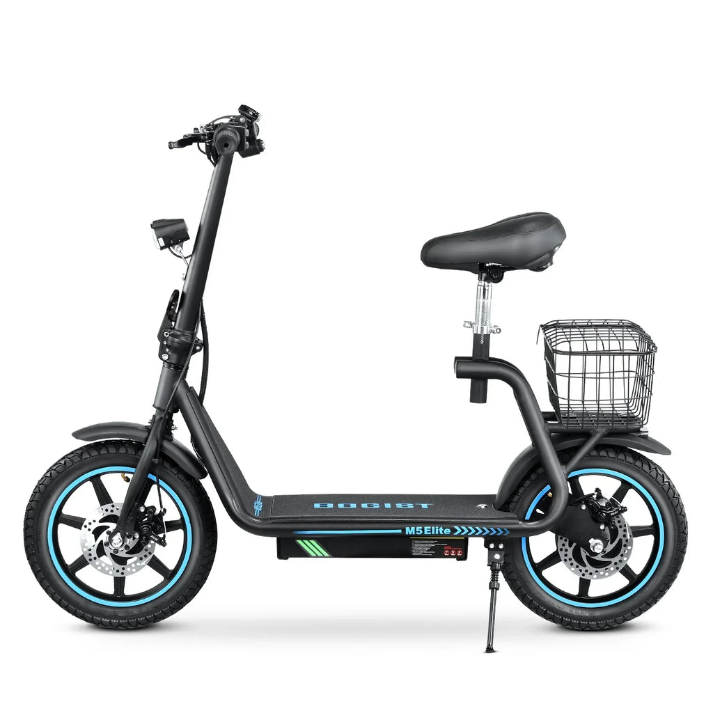 BOGIST Electric Scooter With Seat, 500W Motor, 25mph, 45km Range, 48V 13Ah, Blue - M5 Elite