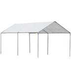 Outsunny Galvanized Steel Carport Canopy 10' x 20', White - 3 Reinforced Steel Cables