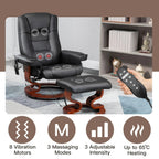 AVAWING Faux Leather Swivel Massage Recliner Chair With Ottoman - Black