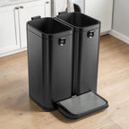 Hikmfg Dual-Section Recycling Bin, 60-Liter, Satin Black Stainless Steel