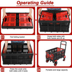 LAZY BUDDY 2-in-1 Folding Hand Truck Dolly With 22 Inch Folding Basket, Red, 330 LBS