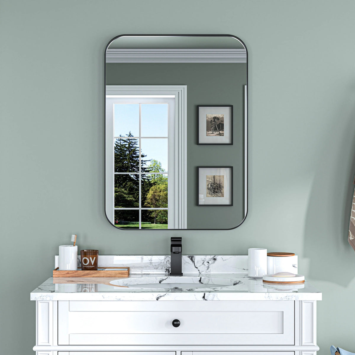Aluminum Alloy Rounded Corner Wall Vanity Mirror