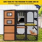 Aivituvin Large Cat Catio, 4 Tiers, Weatherproof Roof, 70in H x 77in L - AIR54