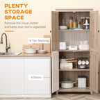 HOMCOM Freestanding 4-Door Kitchen Pantry Storage Cabinet, 72in, 4-Tier - Adjustable Shelves