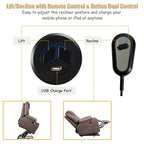 Electric Power Lift Recliner Chair With Leather Massage, Lumbar Heating, 8 Vibrating Nodes, Cup Holders And USB Port