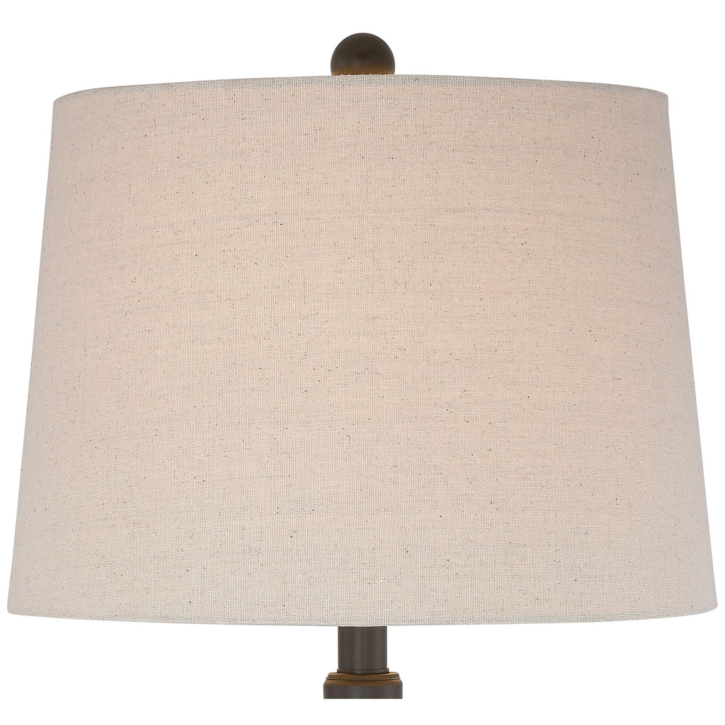 Franklin Iron Works Annie Table Lamps, Set of 2, 28 in Tall, Bronze Iron, Cream Tapered Drum Shade - Annie