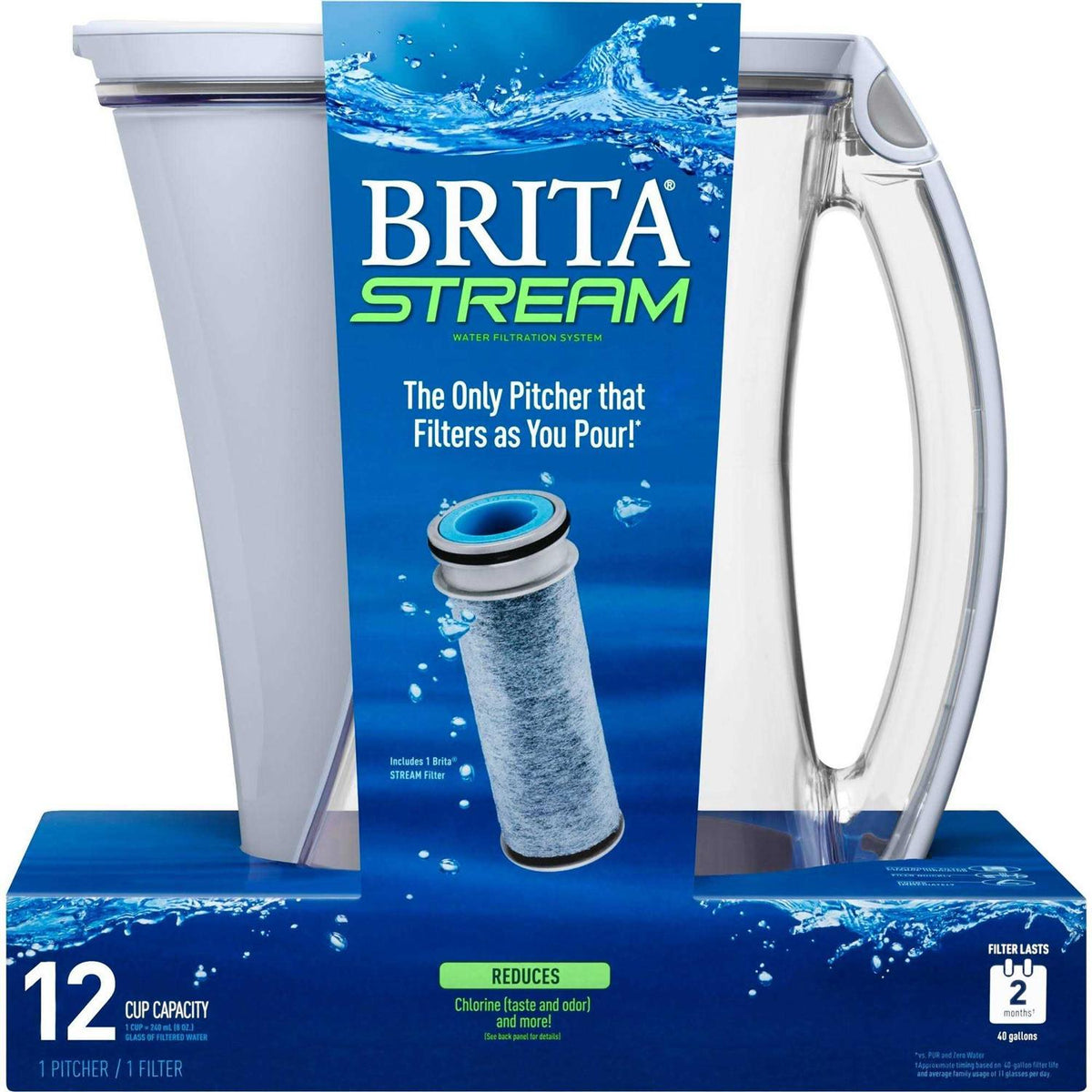 Brita Stream Rapids Water Pitcher 12-Cup