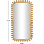 Brown Fir Wood Beaded Frame Wall Mirror 23.50in L x 1.50in W x 45.38in H