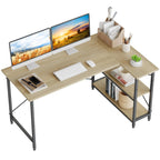 Small L-Shaped Computer Desk With Reversible Storage Shelves - 55-Inch / 47-Inch