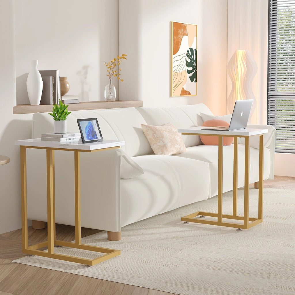 C-Shaped Sofa Side Tables, Set of 2, 11" D x 19" W x 24" H