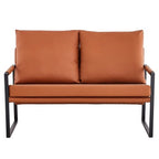 GVJMTKP Two-Seater Sofa Chair With 2 Pillows, PU Leather, Brown - SF-D008-BR